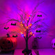 24Inch Black Halloween Spooky Tree with Purple & Orange Lights,Lighted up Halloween Decorations,Halloween Tabletop Decor with Pumpkin & Bat Ornaments for Indoor Home Party Deco