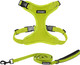 Voyager Step-In Lock Dog Harness W Reflective Dog Leash Combo Set With Neoprene Handle 5Ft - Supports Small, Medium And Large Breed Puppies/Cats By Best Pet Supplies - Lime Green, L