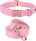 Elegant Little Tail Pink Dog Collar And Leash, Durable Pet Collar, Leather Dog Collar Adjustable Girl Dog Collars For X-Small Dogs