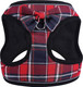 Soft Plaid Dog Harness, Adjustable No Pull Reflective Comfort Padded Pet Vest For Dogs (Red&Blue, Medium)