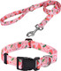 Dog Collar And Leash Set, Adjustable For Small Medium Large Dogs Puppy, Cute Design With Bohemia Floral Tribal Geometric Patterns Boys Girls Dog Collar(Strawberry Set,L)