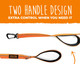 Mighty Paw Two Handle Dog Leash - Extra Control When You Need - Strong Climbers Carabiner - Super Soft Neoprene Padded Handles For Ultimate Comfort - Easy & Convenient - Reflective Stitching - Orange