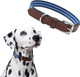Mile High Life Genuine Leather Dog Collar Heavy Duty Canvas Dog Collars With Adjustable Rust-Proof Metal Pin Buckle Boy Dog Collars For Large Dogs(Pin Buckle-Blue)