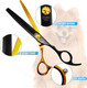 Black & Gold Professional Thinning Dog Grooming Scissors With Decorative Screw Sharp And Durable Japanese 440C Stainless Steel Pet Cat Texturizing Thinner Shears With Safe Round Tip 7.5''