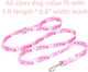 Moonpet Dog Collar With Leash & Airtag Holder Case Set, Breathable Adjustable Durable Dog Collars For Male Female Puppy X-Small Small Medium Large Dogs Walking Running Training-Pink Flower-M