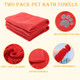 Dog Towels For Drying Dogs Two Pack Dog Bath Towel Pet Towel Absorbent Microfiber Durable Prevent Mud Dirty For Dogs Cats Small Animal Bathing Grooming - Red