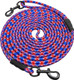 Tie Out Long Rope Leash, 12Ft 15Ft 22Ft 30Ft 50Ft Heavy Duty Nylon Recall Lead For Small Medium Large Extra Large Dogs (50Ft, Blue Red)