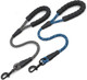 2 Ft Short Dog Leash- 2 Pack Traffic Leash Strong Nylon Comfortable Padded Handle- Short Training Lead For Small Medium Large Dogs (Black+Blue)