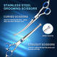 Odoland Dog Grooming Scissors Set Include Dog Slicker Brush, Pet Nail Clippers, Safety Round Tip Pet Grooming Shears For Kit Small Dogs Large Dog And Cats