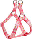 Pink Daisy Pattern Basic Dog Halter Harness Leash Set, No Pull, Easy Wear For Small Dogs.(S, Pink Daisy)