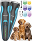 Oneisall Dog Clippers For Grooming And Paw Trimmer Double Blades, Quiet Rechargeable Cordless Dog Hair Clippers With Stainless Steel Blade Dog Grooming Kit For Thick Coats Small Large Dogs