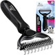 Pat Your Pet Deshedding Dog Brush - Double Sided Undercoat Grooming Rake For Dogs & Cats, Dematting Comb And Shedding Tool, Extra Wide, Black