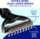 Pat Your Pet Deshedding Dog Brush - Double Sided Undercoat Grooming Rake For Dogs & Cats, Dematting Comb And Shedding Tool, Extra Wide, Black