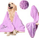 Patas Lague Absorbent Dog Towel, Extra Large 35''X15'' Quick Drying Dog Bath Towel With Hand Pockets, Microfiber Shammy Pet Towel For Dog And Cat, Machine Washable (Lilac)