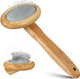 Sheepskin Wool Brush Stainless Steel Pins Bamboo Slicker Carding Rug Comb Macrame Brush Fur Brushes Wool Carding Brushes With Long Prongs For Unmat Fur Rugs Pillows Short Hair Pet Grooming Deshedding