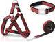 Reflective Dog Harness Collar Leash Set, Step-In Dog Harness For Medium Dogs, No Pull, Easy To Put In&Take Off, Adjustable Dog Harness Collar Leash Set For Medium Large Dogs, Red