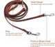 Leather Dog Leash, Genuine Leather Leash For 2 Dogs Heavy Duty Durable Stylish Double Dog Leash For Pet Walking And Training For Large Medium Small Dog Black 47X0.8 Inch (Brown)