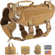 Pet Artist Tactical Dog Harness For Hiking Training, No Pull Vest Harness For Medium Large Dogs, With Pouches And Patches Brown, M