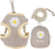 Cute Small Dog Harness And Leash Set With Bags No Pull Daisy Dog Vest Harness Soft Breathable Mesh Puppy Dog Harness For Small Dogs Cats Spring Summer Yorkies Shih Tzu (Brown,Small)
