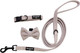 Dog Collar With Bow Tie And Tangle- Dog Leash Set, Adjustable Soft And Comfy, Perfect For Playful Pups (Extra Small, Beige) (Set Of 3)