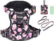 Petmolico No Pull Dog Harness Set, 2 Leash Attchment Easy Control Handle Reflective Vest Dog Harness Medium Breed, Medium Dogs Harness And Leash Set With Poop Bag Holder, Medium Pink Rose