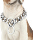 Silver Dog Collar, Heavy Duty Stainless Steel Martingale Slip Cuban Link Necklace Dog Collar For Medium Large Dogs