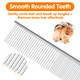 Pettom Pet Steel Grooming Tool Poodle Finishing Butter Comb 7 1/2-Inch L Silver Dog Combs With Rounded Ends Stainless Steel Teeth, Cat Comb For Removing Tangles And Knots