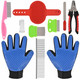 10 Pieces Pet Grooming Brush And Combs Set, Pet Grooming Gloves, 2-In-1 Steel Combs For Dogs And Cats, Metal Flea Comb For Cats, Dog Nail Trimmer, Dog Finger Toothbrush
