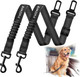 2 Pack Dog Seat Belt Adjustable Dog Car Seatbelts For Vehicle Nylon Pet Safety Seat Belt With Elastic Bungee Buffer Reflective & Durable Car Harness For Dogs