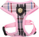 Puppia Junior Over-The-Head Dog Harness Checkered Pattern No Choke No Pull Adjustable Chest Belt Walking Training For Small And Medium Dog, X-Small, Pink