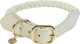 Dog Rope Collar - Braided Cotton Rope Dog Collars, Adjustable Collar For Different Sizes, Genuine Leather Collar With Metal Buckle, Premium Quality Collars For Medium Dog (Creamy White)