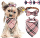 Pupteck Leather Dog Collar For Small Dogs - Xs Puppy Collar Bandana Accessories For Girl Boy Bunny Cats Pink, 7.8-10