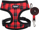 Pupteck Dog Harness And Leash Set For Small Medium Dogs No Pull, Soft Mesh Adjustable Puppy Cat Harness Reflective At Night, Plaid Red, S