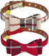 Pupteck Puppy Collar With Bell - 2 Pack Plaid Small Dog Collar Charm Adjustable Bowtie Soft Leather Cat Collar For Kitten And Puppy, 8-10