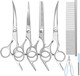 Professional 8 In 1Dog Grooming Scissors Set, 4Cr Stainless Steel Sharp And Durable Pet Grooming Shears, Include Curved, Thinning, Straight Scissors, Comb And Nail Clipper For Cats