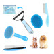 5-In-1 Dog Brush Grooming Kit - Dog Grooming Supplies Dog Dematting Rake For Shorted Haried Dogs, Bath Brush For Long Hair Dogs And Dematting Comb (Set Of 5, Blue)