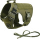 Tactical Dog Harness Vest With Handle Military Working Training Molle Vest With Metal Buckles & Loop Panels Bungee Dog Leash (L, Green Harness With Leash)