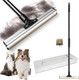 Dual Side Pet Hair Remover, Adjustable Carpet Rake Hair Removal Tool With Copper Serrated & Silicone Edge, Reusable Dog Cat Hair Remover Broom For Embedded Fur Removal From Carpet