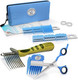 Scaredy Cut Silent Clipper + Dematting Comb Pet Grooming Kit, Blue, Right-Handed 17Pc Rh + Dematting, Blue