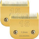2 Packs #15 Clipper Blade Dog Grooming Compatible With Wahl/Oster Dog Clippers 3/64 1.2Mm Cut Length(Gold)