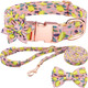 Girl Dog Collar And Leash Sets With Bow Tie, Dog Collar With Detachable Flower With Dog Tag Strong Gold Buckle For Small Medium Large Dogs (A)