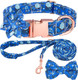 Girl Dog Collar And Leash Sets With Bow Tie, Dog Collar With Detachable Flower With Dog Tag Strong Gold Buckle For Small Medium Large Dogs