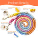 Multifunctional Rope Dog Leash 7.5 Ft With Adjustable Double Swivel Hook Hands For Small Medium And Large Dogs Running Hiking Camping Walking (Colorful Macaron)