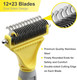 Professional Dog Brush For Shedding, Undercoat Rake For Medium And Long Haired & Double Coated Dogs, Double Sided Design With 12+23 Blades Professional Dog Brush For Shedding, Undercoat Rake For Medium And Long Haired & Double Coated Dogs, Double Sided Design With 12+23 Blades