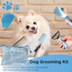 Cat And Dog Brushes For Grooming – Pet Grooming Kit With Brushes, Grooming Loop Leash And Apron – At Home Dog Grooming Supplies With Dematting Comb, Slicker Brush, Dog Bath Brush (Blue)