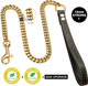 Chain Dog Leash Metal Chew Proof 12Mm 18K Gold Miami Cuban Link Chain With Leather Padded Handle For Large Medium Small Dogs (Total Length 3.5 Feets (For Medium Large Dog))