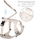 Tug Grab Dog Harness Integrated Traffic Leash Magnetically Attached For Quick Control (Medium/Cream)
