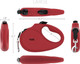 Tug Monochrome 360° Tangle- Retractable Dog Leash 16 Ft Strong Nylon Tape (Large, Red)