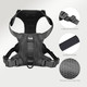 Tug Dog Harness With 2 Leash Connection Points Adjustable, Padded, Lightweight Harness Handle On Back No-Pull Front Clip (Medium, Black)