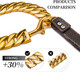 Big Chew Proof Dog Leash For Large Dogs, Txprodogchains 32Mm Thick Gold Chain Leash Heavy Duty Chain Dog Leash Stainless Steel Dog Leash Chain With Leather Padded Handle(Gold, 3Ft)